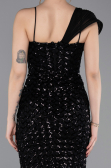 Abschlusskleid Lang Schuppig Schwarz ABU6075