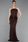 Abendkleid Lang Spitze Braun ABU6089