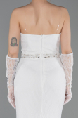Standesamtkleid Lang Spitze Weiß ABU6060