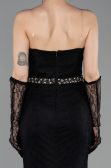 Standesamtkleid Lang Spitze Schwarz ABU6060