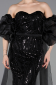 Abendkleid Lang Schuppig Schwarz ABU6099