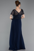 Abendkleid Lang Spitze Marineblau ABU6100