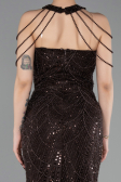 Abendkleid Lang Perlenbesetzt Braun ABU6073