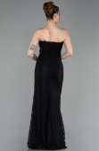 Abschlusskleid Lang Spitze Schwarz ABU6077