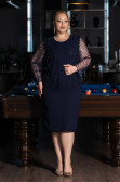 Abendkleid in Übergröße Midi Marineblau ABK2417