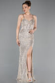 Abschlusskleid Lang Beige ABU6106