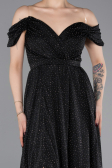 Abendkleid Lang Schwarz-Silber ABU6107