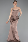 Abendkleid im Meerjungfrau-Stil Lang Satin Cappuccino ABU6109