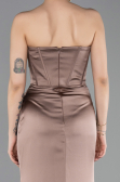 Abendkleid im Meerjungfrau-Stil Lang Satin Cappuccino ABU6109