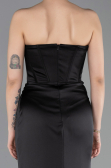 Abendkleid im Meerjungfrau-Stil Lang Satin Schwarz ABU6109