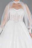 Hochzeitskleider Lang Spitze Weiß ABG193