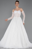 Hochzeitskleider Lang Spitze Weiß ABG195