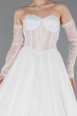 Hochzeitskleider Lang Spitze Weiß ABG195