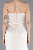 Beige Abschlusskleid Satin Lang ABU5923