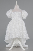 Abendkleid für Kinder Vorne Kurz-Hinten Lang Weiß ABO134