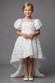 Abendkleid für Kinder Vorne Kurz-Hinten Lang Weiß ABO134