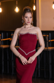 Abendkleid im Meerjungfrau-Stil Lang Weinrot ABU6092