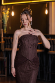 Abendkleid Lang Spitze Braun ABU6089