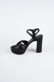 Plateauschuhe Satin Schwarz ABS2104