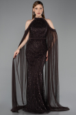 Standesamtkleid Lang Perlenbesetzt Braun ABU6117