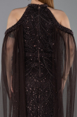 Standesamtkleid Lang Perlenbesetzt Braun ABU6117