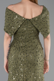 Abschlusskleid Lang Spitze Khaki ABU6119