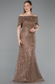Abschlusskleid Lang Spitze Braun ABU6119