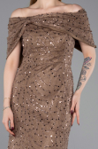 Abschlusskleid Lang Spitze Braun ABU6119