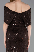 Abschlusskleid Lang Spitze Dunkelbraun ABU6119