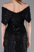 Abschlusskleid Lang Spitze Schwarz ABU6119