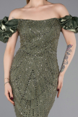 Khaki Abendkleid İm Meerjungfrau-Stil Lang ABU4509
