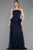 Abendkleid Lang Schuppig Marineblau ABU6124