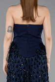 Abendkleid Lang Schuppig Marineblau ABU6124