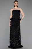 Abendkleid Lang Schuppig Schwarz ABU6124