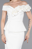 Abendkleid Midi Weiß ABK2615