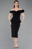 Abendkleid Midi Schwarz ABK2615