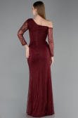 Weinrot Standesamtkleid Spitze Lang ABU5618