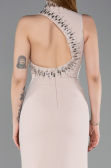 Abendkleid im Meerjungfrau-Stil Lang Beige ABU6128