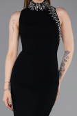 Abendkleid im Meerjungfrau-Stil Lang Schwarz ABU6128