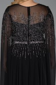 Abendkleid in Übergröße Lang Chiffon Schwarz ABU6095