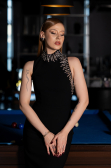Abendkleid im Meerjungfrau-Stil Lang Schwarz ABU6128
