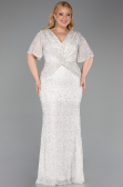 Abendkleid in Übergröße Lang Perlenbesetzt Beige ABU6129