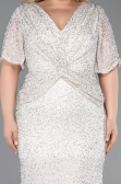 Abendkleid in Übergröße Lang Perlenbesetzt Beige ABU6129