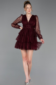 Partykleid Kurz Spitze Weinrot ABK2623