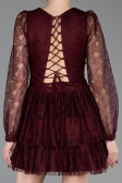 Partykleid Kurz Spitze Weinrot ABK2623