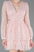Partykleid Kurz Spitze Puder ABK2623