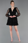 Partykleid Kurz Spitze Schwarz ABK2623
