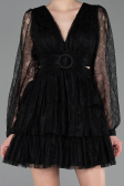 Partykleid Kurz Spitze Schwarz ABK2623