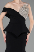 Abendkleid im Meerjungfrau-Stil Lang Schwarz ABU6153