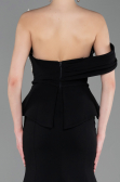Abendkleid im Meerjungfrau-Stil Lang Schwarz ABU6153